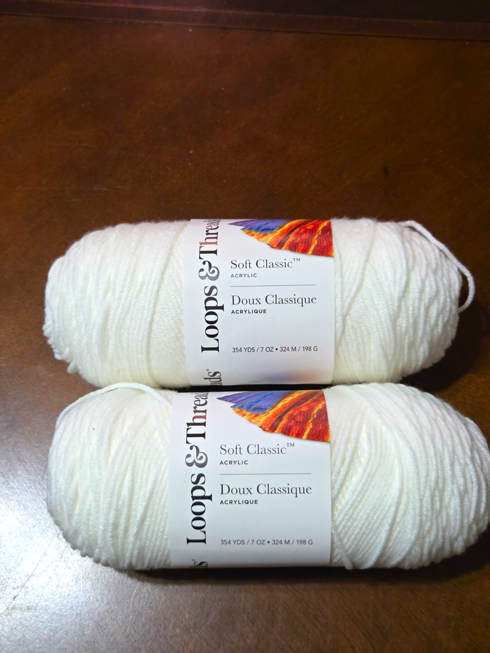Loops & Threads Soft Classic White Acrylic Worsted Weight 4 Yarn Skeins Lot 2